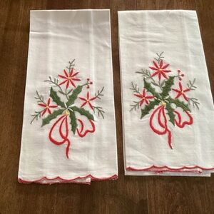 Embroidered Holiday Hand Towels